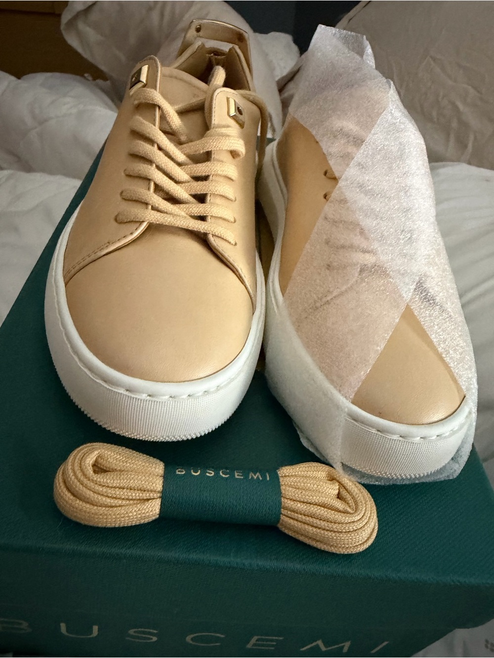 Buscemi women’s Tan Leather Low-Top Sneakers